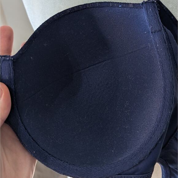 Soma Stunning Support Full Coverage Floral Lace Underwire Navy Blue Bra Size 34D - Picture 8 of 9